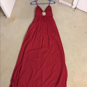 Red gown with embellishment